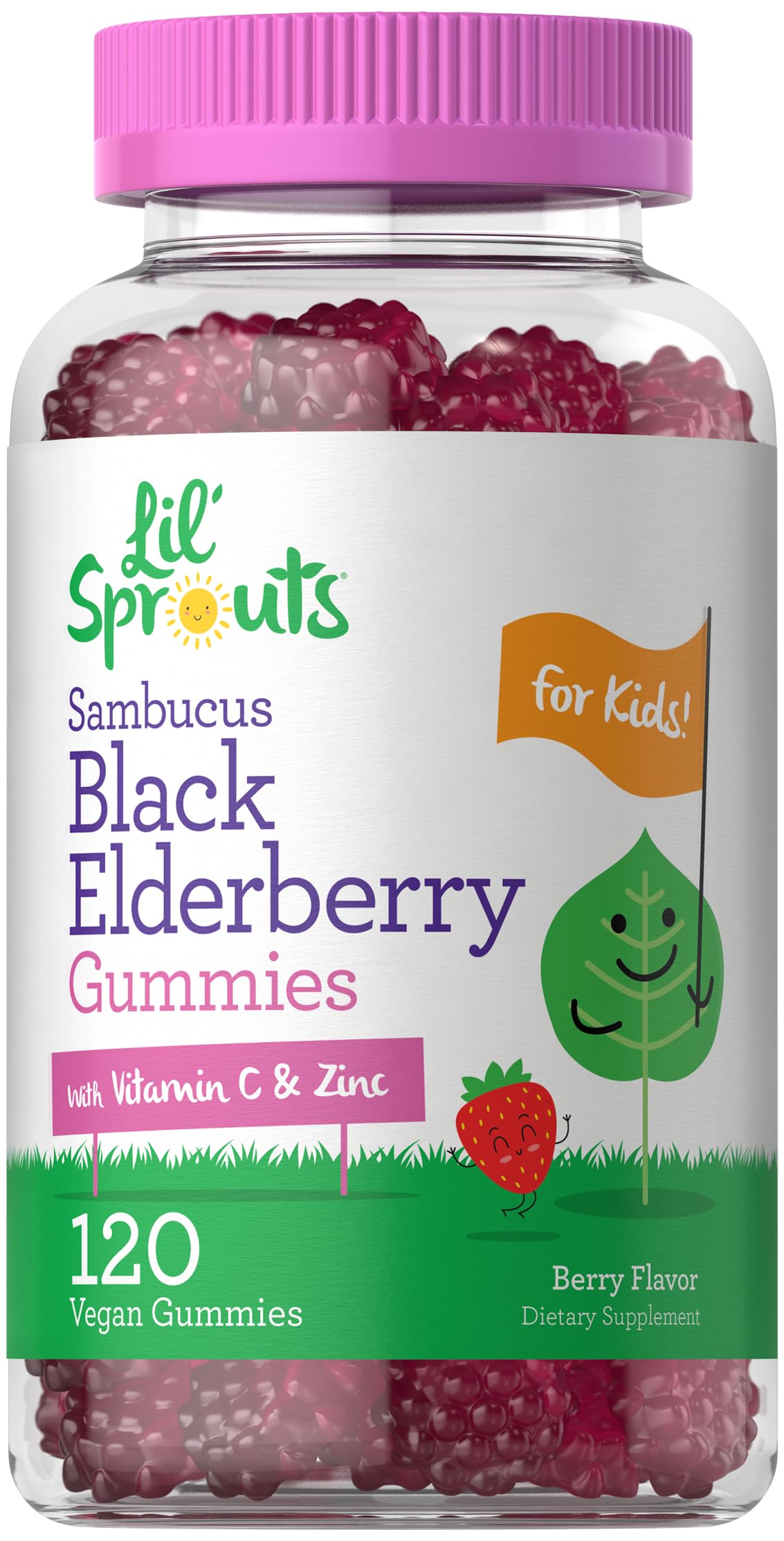 Carlyle Elderberry Gummies for Kids | 120 Count | Zinc and Vitamin C | Berry Flavor | Vegan, Non-GMO, and Gluten Free | by Lil' Sprouts